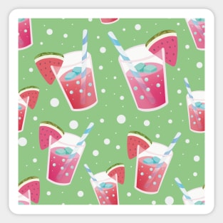 Watermelon Juice with a Green bubble background Sticker